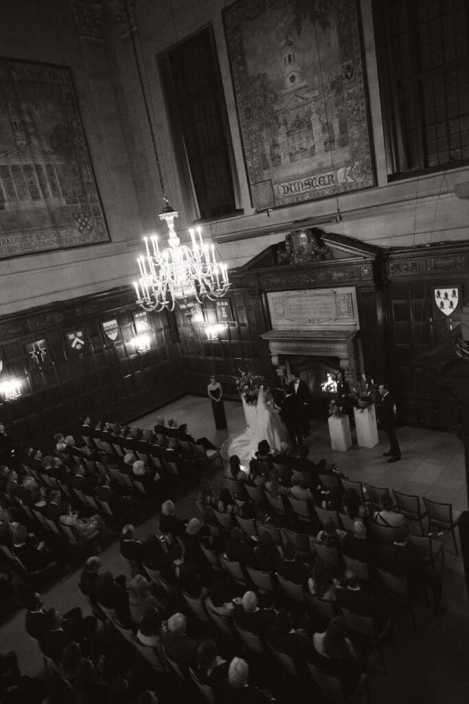 Harvard Club of Boston, winter wedding. Warm candle lights and historic, quiet luxury feeling.