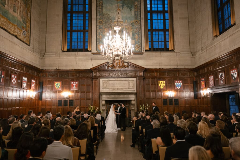 Harvard Club of Boston, winter wedding. Warm candle lights and historic, quiet luxury feeling.