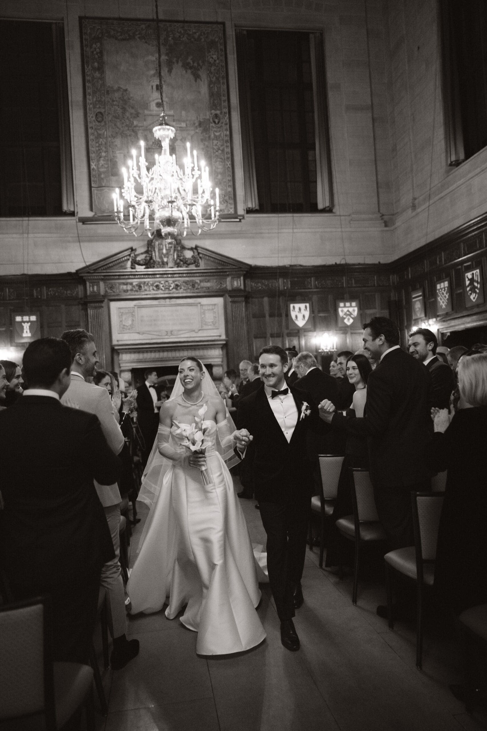 Harvard Club of Boston, winter wedding. Warm candle lights and historic, quiet luxury feeling.