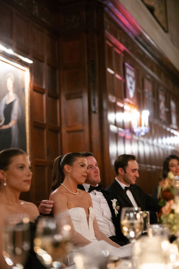 Harvard Club of Boston, winter wedding. Warm candle lights and historic, quiet luxury feeling.